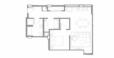 Alley 111 Luxury Apartments in Bellevue, Washington 1x1 with Den Floor Plan